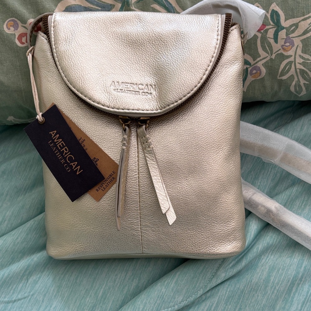 American Leather Co. Metallic Gold Backpack